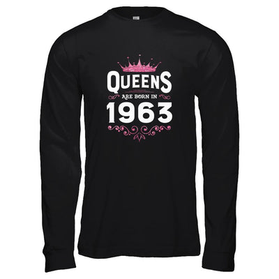 Queens Are Born In 1963 Birthday Gift-T-Shirt & Tank Top-Long Sleeve T-Shirt-Black