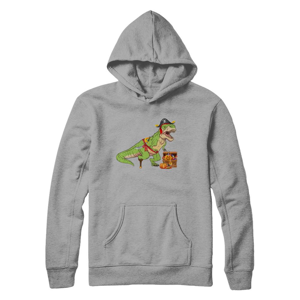 Dinosaurs T-Rex Pirate Halloween Saurus For Men Women-T-Shirt & Hoodie-Pullover Hoodie-Light Steel
