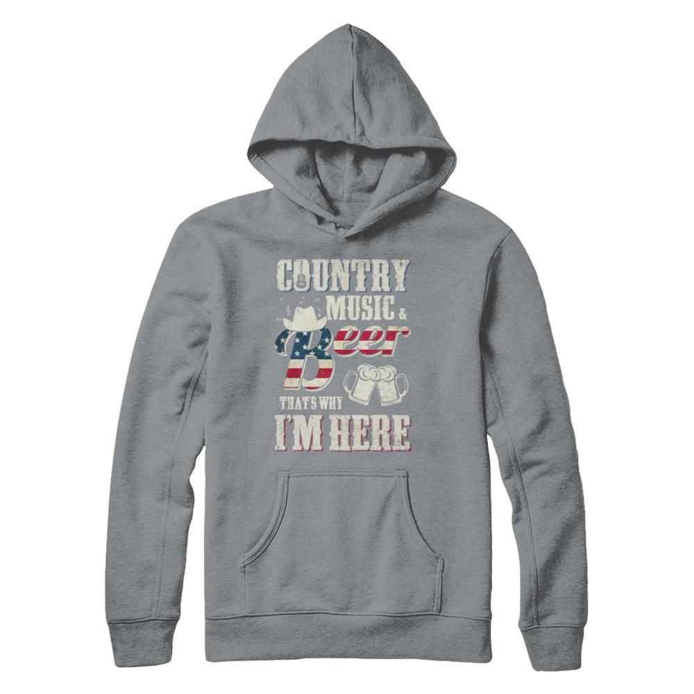 Country Music And Beer That's Why I'm Here-T-Shirt & Hoodie-Pullover Hoodie-Light Steel