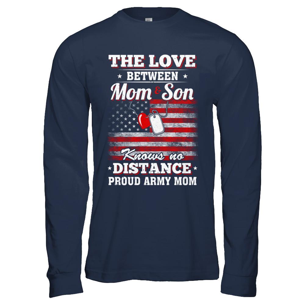 The Love Between Mom And Son Proud Army Mom-T-Shirt & Hoodie-Long Sleeve T-Shirt-Navy