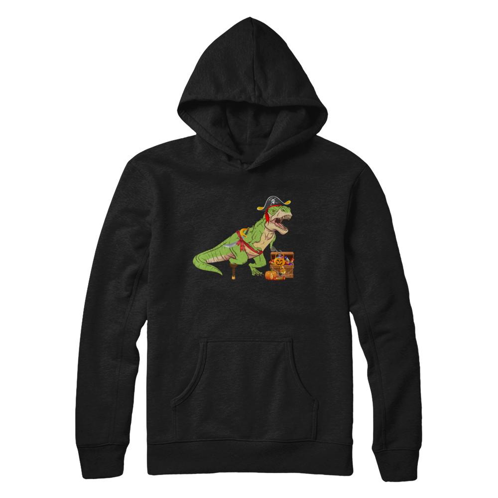 Dinosaurs T-Rex Pirate Halloween Saurus For Men Women-T-Shirt & Hoodie-Pullover Hoodie-Black