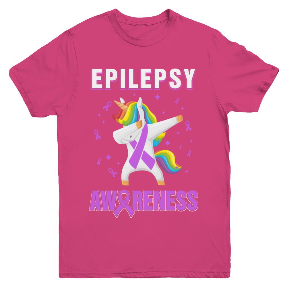 Inspirational Epilepsy Awareness Unicorn Support Youth-Youth Shirt-Youth T-Shirt-Heliconia
