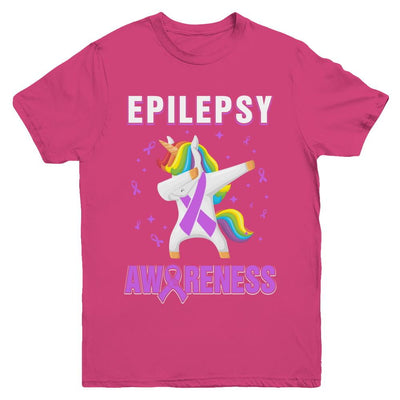 Inspirational Epilepsy Awareness Unicorn Support Youth-Youth Shirt-Youth T-Shirt-Heliconia