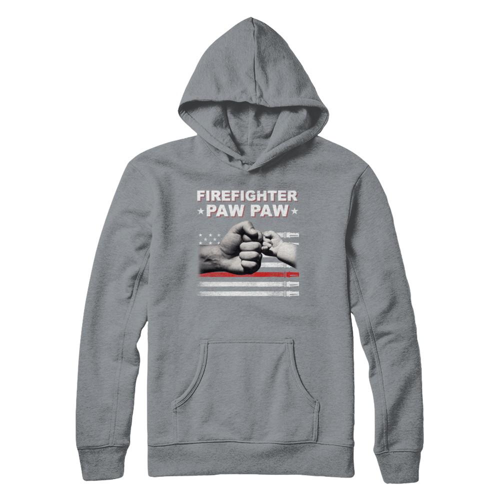 Firefighter Fireman Paw Paw American Flag Fathers Day-T-Shirt & Hoodie-Pullover Hoodie-Light Steel