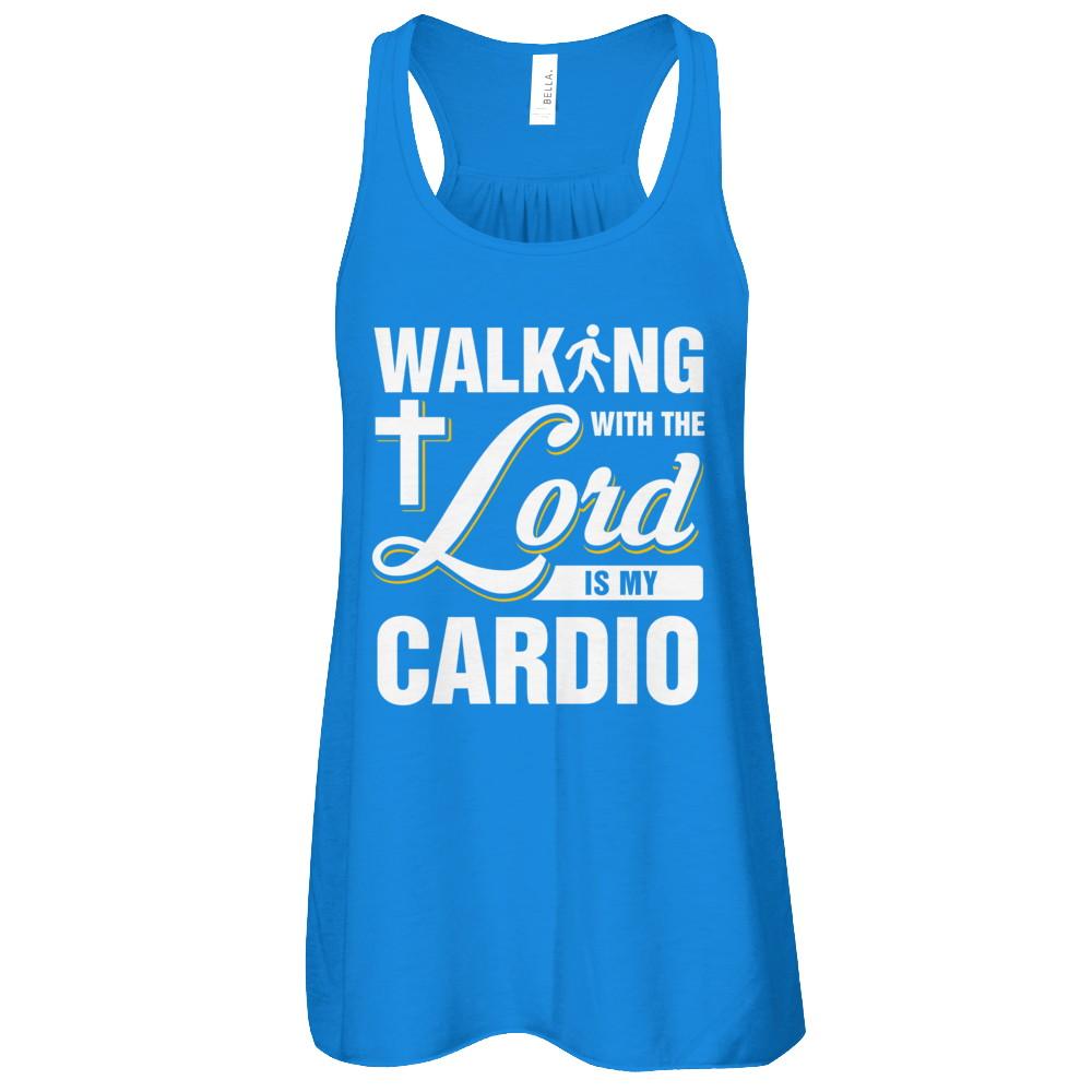 Walking With The Lord Is My Cardio-T-Shirt & Tank Top-Women's Flowy Racerback Tank-True Royal