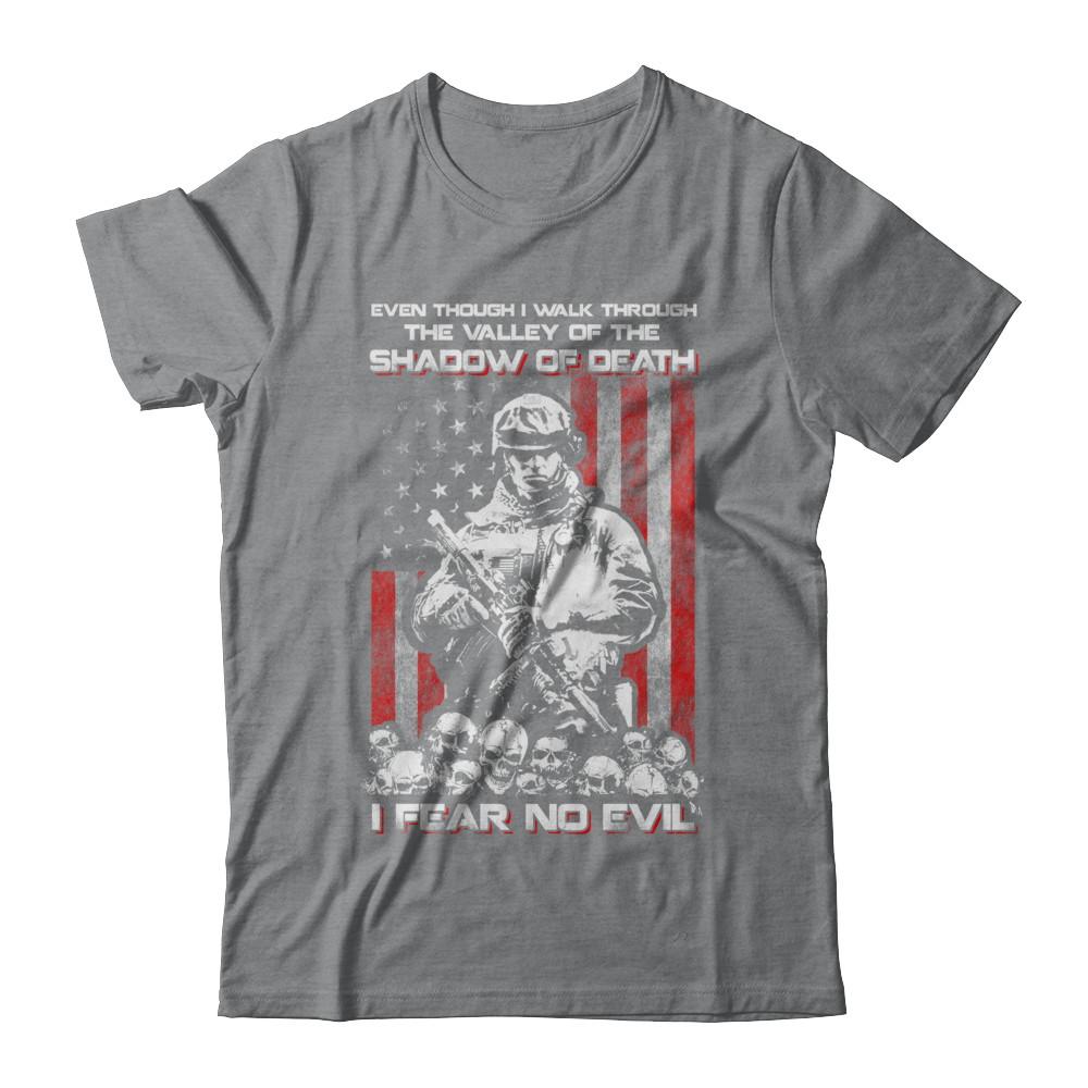 Veteran I Walk Through Shadow Of Death I Fear No Evil-T-Shirt & Hoodie-Classic T-Shirt-Sport Grey