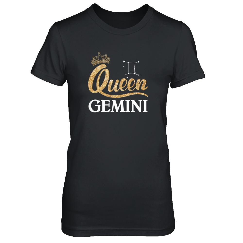 Queen Gemini Zodiac May June Birthday Gift-T-Shirt & Tank Top-Women's T-Shirt-Black