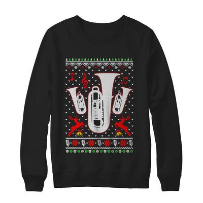 Santa Tuba Ugly Christmas Sweater Gifts-T-Shirt & Sweatshirt-Crewneck Sweatshirt-Black