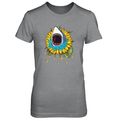 Shark Sunflower Funny Shark Lover Gift-T-Shirt & Tank Top-Women's T-Shirt-Sport Grey