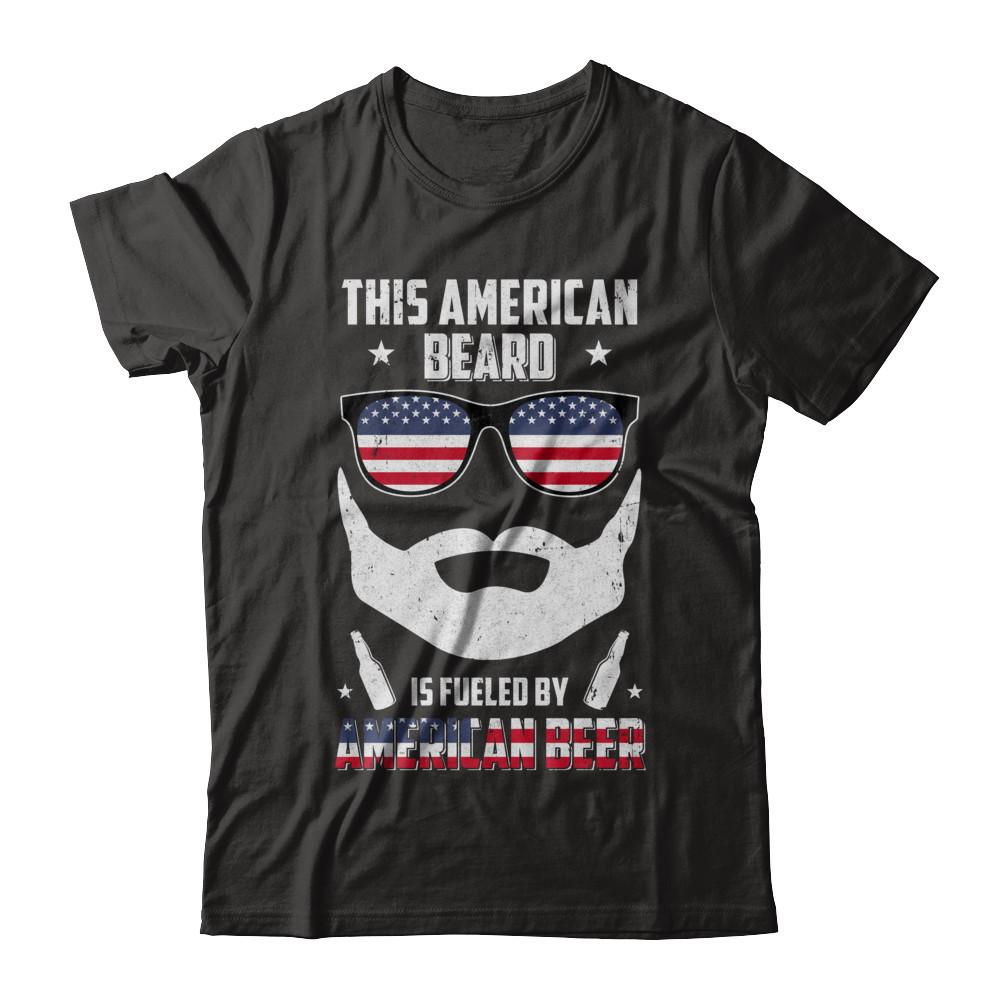 This American Beard Is Fueled By American Beer-T-Shirt & Hoodie-Classic T-Shirt-Black