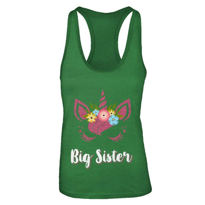 Unicorn Big Sister I'm Going To Be A Big Sister-T-Shirt & Tank Top-Women's Ideal Racerback Tank-Kelly Green