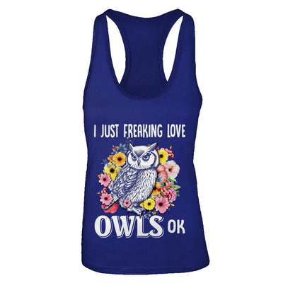 I Just Freaking Love Owls-T-Shirt & Tank Top-Women's Ideal Racerback Tank-Royal