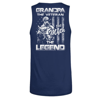 Grandpa The Veteran The Myth The Legend-T-Shirt & Hoodie-Unisex Tank-Navy