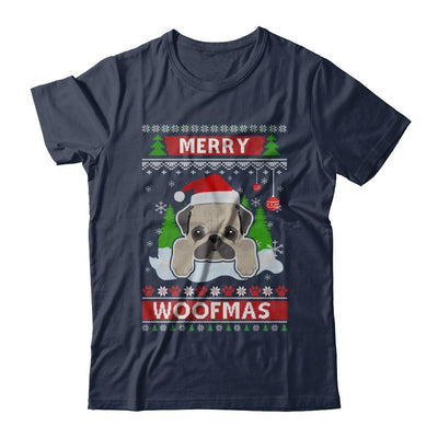 Pug Merry Woofmas Ugly Christmas Sweater-T-Shirt & Sweatshirt-Classic T-Shirt-Navy