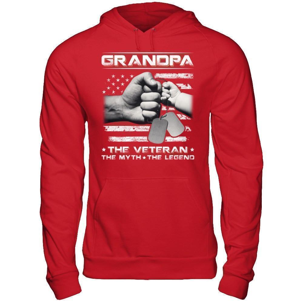 Grandpa The Veteran The Myth The Legend-T-Shirt & Hoodie-Pullover Hoodie-Red