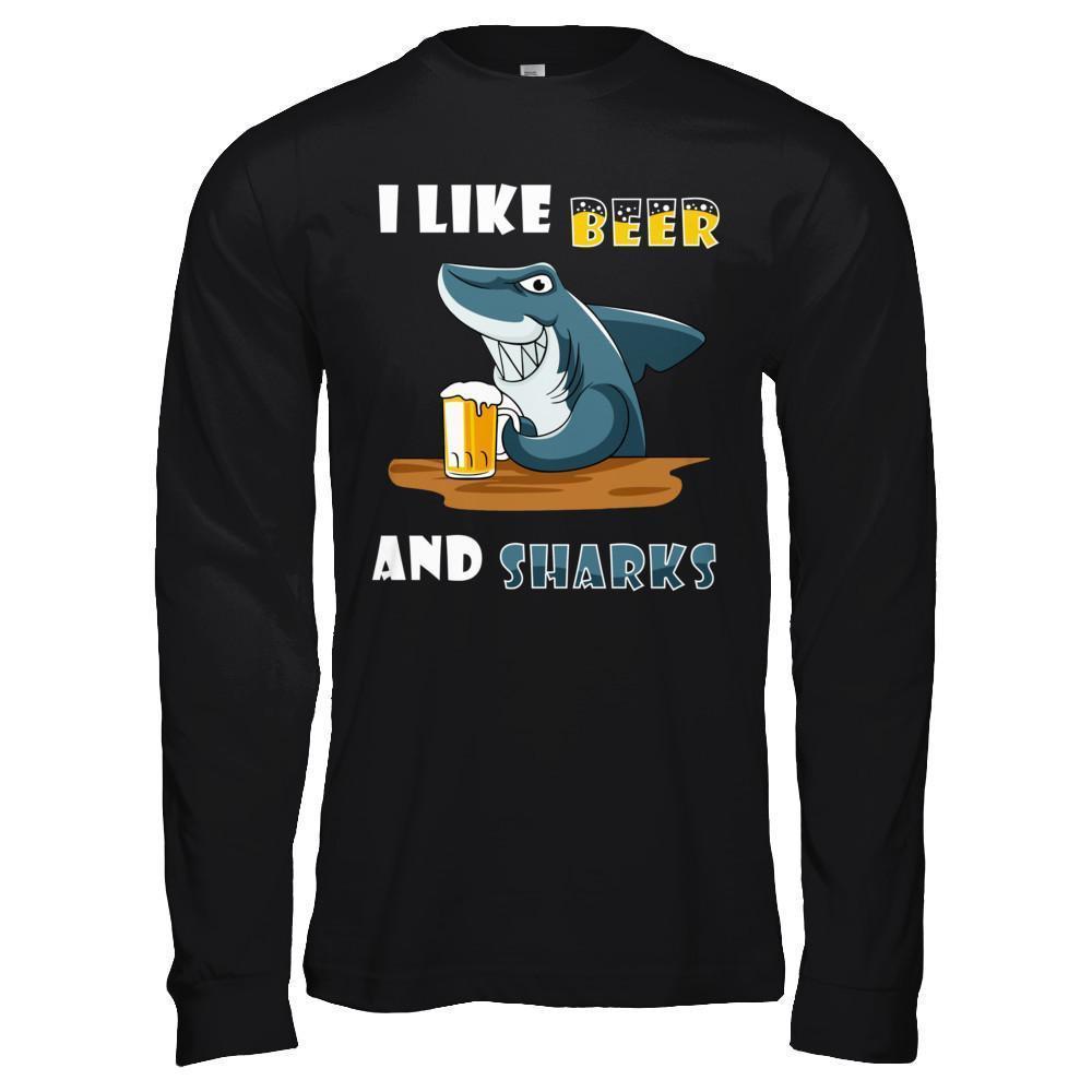 I Like Beer And Sharks-T-Shirt & Hoodie-Long Sleeve T-Shirt-Black