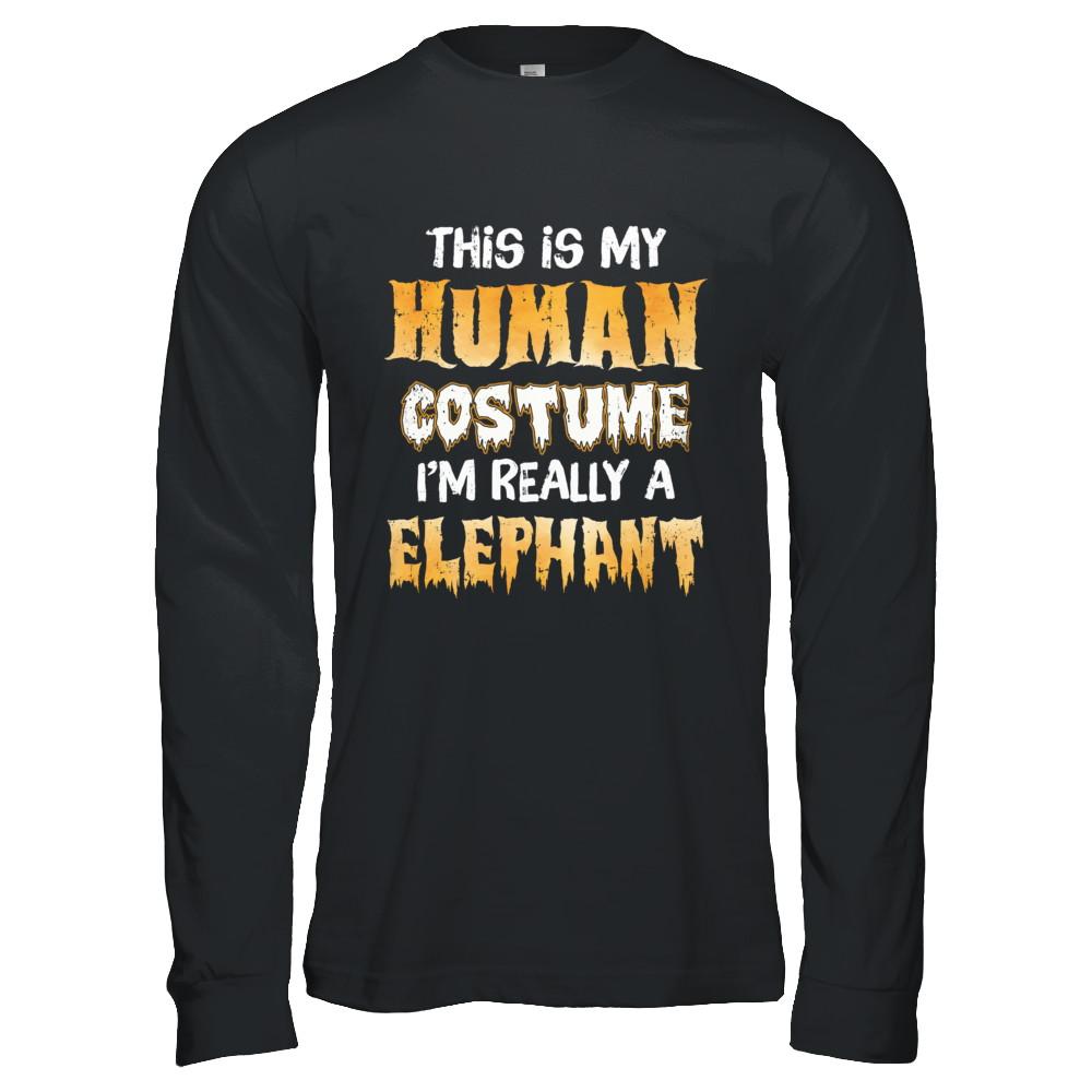 This Is My Human Costume Elephant Halloween-T-Shirt & Hoodie-Long Sleeve T-Shirt-Black