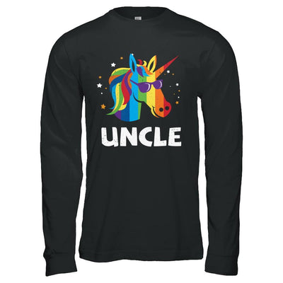 LGBT Pride Lesbian Gay Proud Uncle Unicorn-T-Shirt & Hoodie-Long Sleeve T-Shirt-Black
