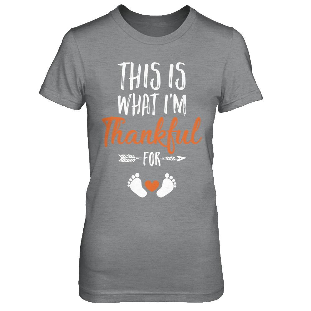 What I'm Thankful Pregnancy Announcement Thanksgiving-T-Shirt & Sweatshirt-Women's T-Shirt-Sport Grey