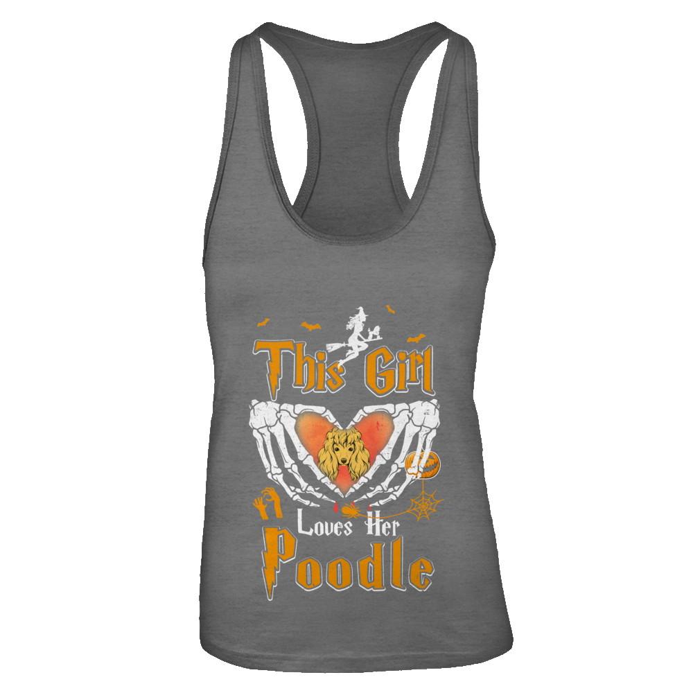 This Girl Love Her Dog Poodle Halloween-T-Shirt & Tank Top-Women's Ideal Racerback Tank-Dark Grey