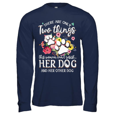 This Woman Can't Resist Her Dog And Her Other Dog-T-Shirt & Hoodie-Long Sleeve T-Shirt-Navy