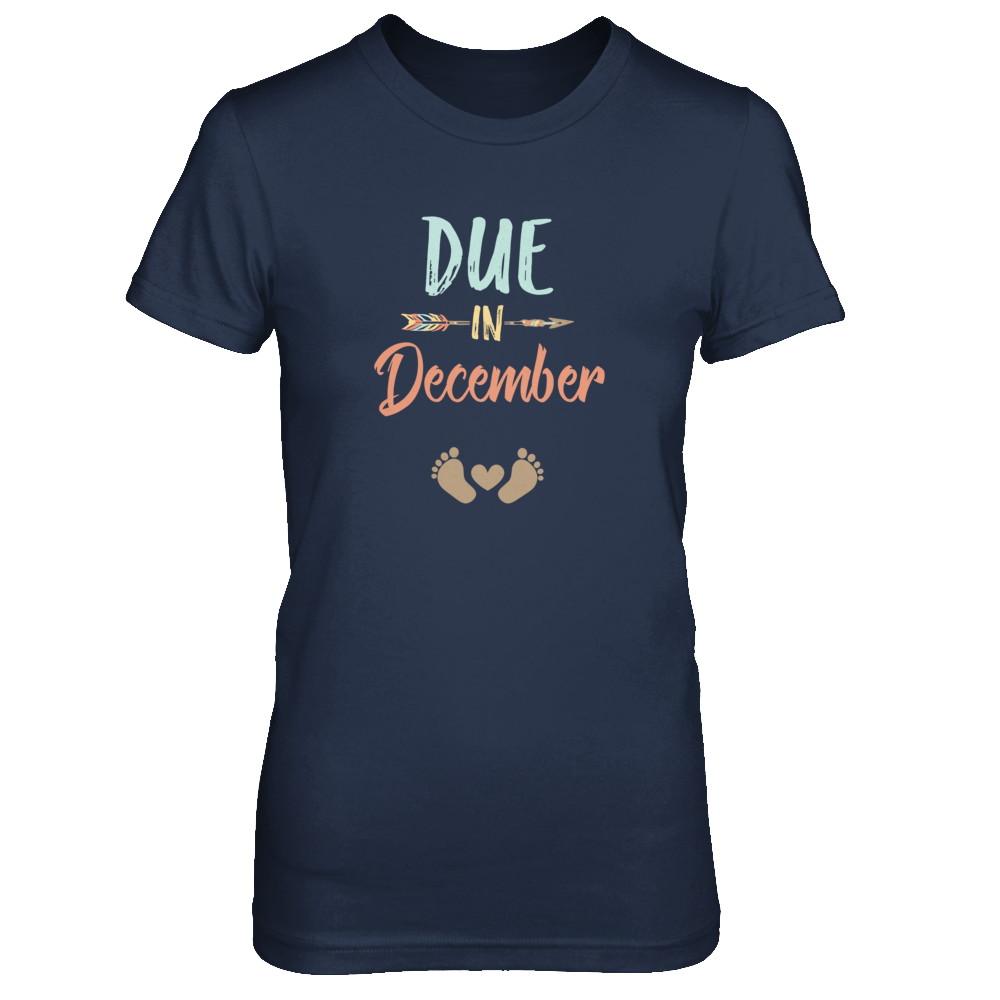 Due Date December 2021 Announcement Mommy Bump Pregnancy-T-Shirt & Tank Top-Women's T-Shirt-Navy