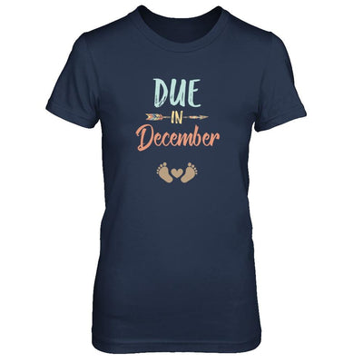 Due Date December 2021 Announcement Mommy Bump Pregnancy-T-Shirt & Tank Top-Women's T-Shirt-Navy