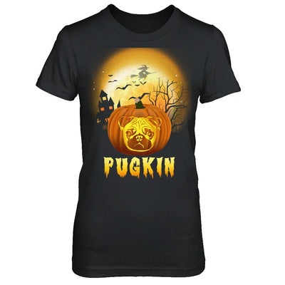 Halloween Pugkin Funny Pumpkin Pug-T-Shirt & Hoodie-Women's T-Shirt-Black