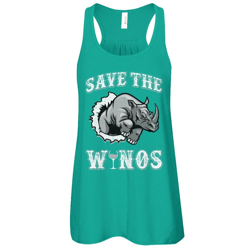 Save The Winos Wine Rhino-T-Shirt & Tank Top-Women's Flowy Racerback Tank-Kelly