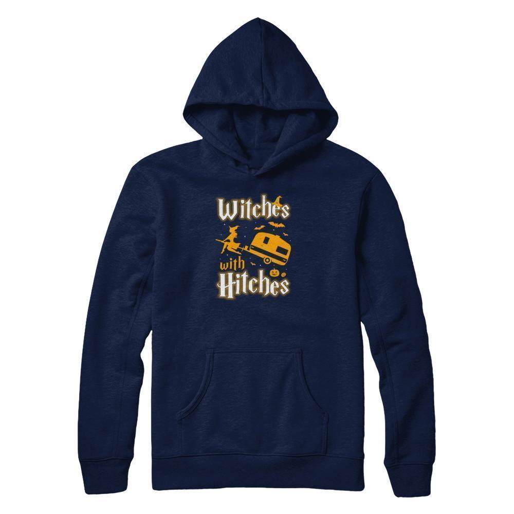 Witches With Hitches Camping Funny Halloween-T-Shirt & Tank Top-Pullover Hoodie-Navy