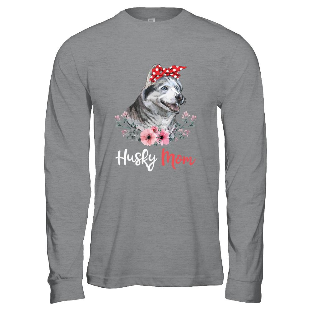 Husky Mom Gift For Women Dog Lover-T-Shirt & Hoodie-Long Sleeve T-Shirt-Sport Grey