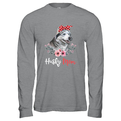 Husky Mom Gift For Women Dog Lover-T-Shirt & Hoodie-Long Sleeve T-Shirt-Sport Grey
