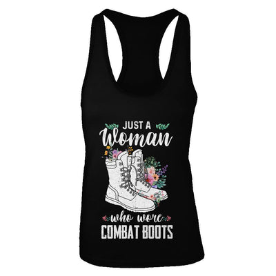 Just A Woman Who Wore Combat Boots Veteran-T-Shirt & Tank Top-Women's Ideal Racerback Tank-Black