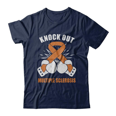 Boxing knock out Multiple Sclerosis Awareness Support-T-Shirt & Hoodie-Classic T-Shirt-Navy