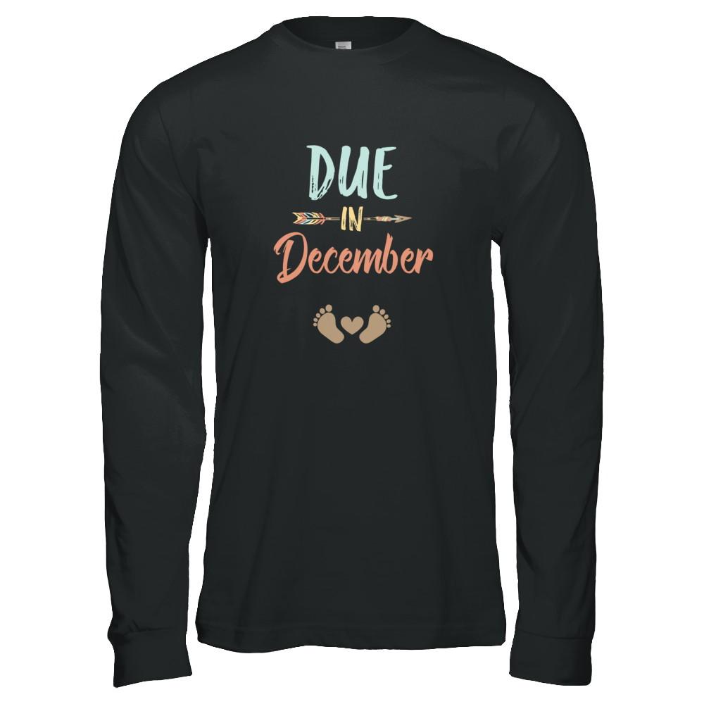 Due Date December 2021 Announcement Mommy Bump Pregnancy-T-Shirt & Tank Top-Long Sleeve T-Shirt-Black