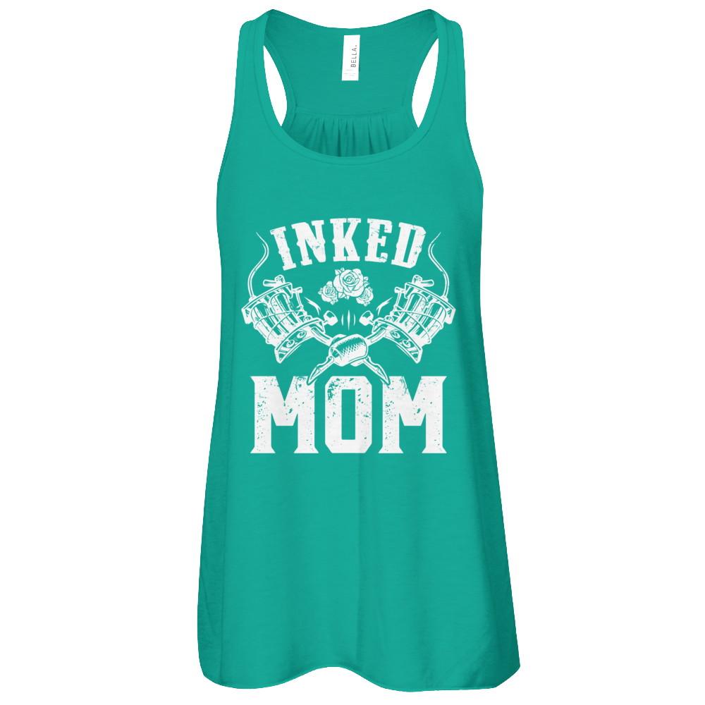 Inked Mom Rose Tattooed Tattoos Mothers Day-T-Shirt & Tank Top-Women's Flowy Racerback Tank-Kelly