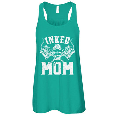 Inked Mom Rose Tattooed Tattoos Mothers Day-T-Shirt & Tank Top-Women's Flowy Racerback Tank-Kelly