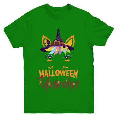 Halloween Costume Unicorn Witch Bats Youth-Youth Shirt-Youth T-Shirt-Irish Green
