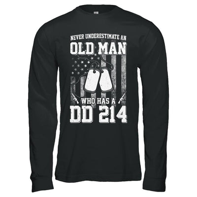Never Underestimate An Old Man Who Has DD214-T-Shirt & Hoodie-Long Sleeve T-Shirt-Black
