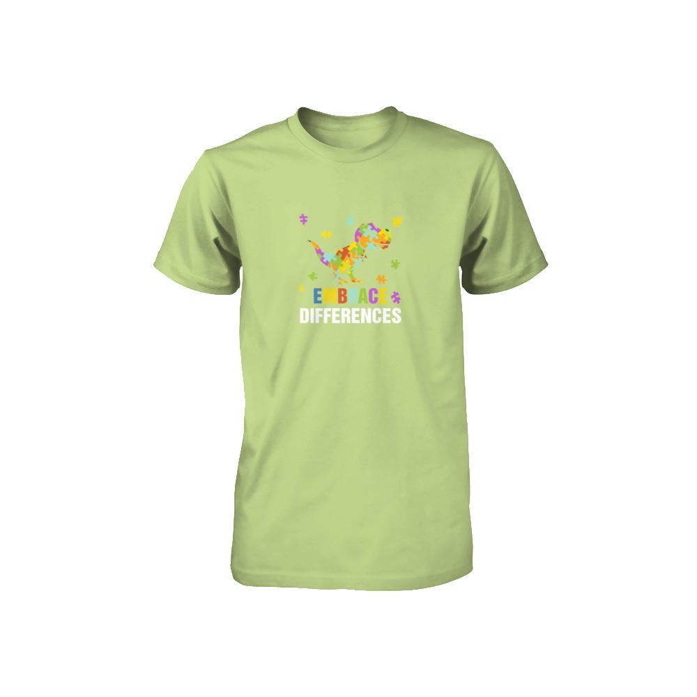 Autism Awareness Puzzle Piece Dinosaur Embrace Differences Youth-Youth Shirt-