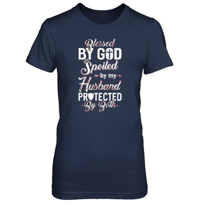 Blessed By God Spoiled By My Husband Protected By Both Wife-T-Shirt & Tank Top-Women's T-Shirt-Navy