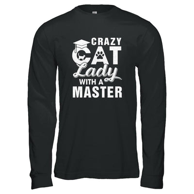 Funny Crazy Cat Lady Masters Degree Gradute Gift-T-Shirt & Tank Top-Long Sleeve T-Shirt-Black