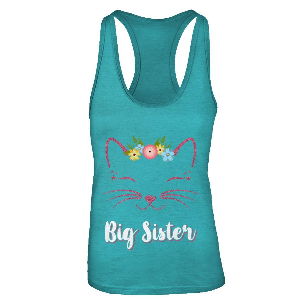 Kitty Cat Big Sister I'm Going To Be A Big Sister-T-Shirt & Tank Top-Women's Ideal Racerback Tank-Tahiti Blue