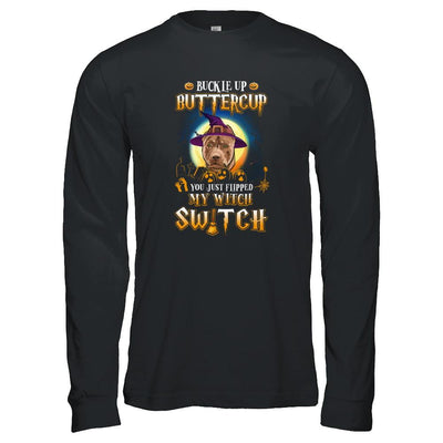 Buckle Up Buttercup Halloween Witch Pit bull Costume-T-Shirt & Tank Top-Long Sleeve T-Shirt-Black