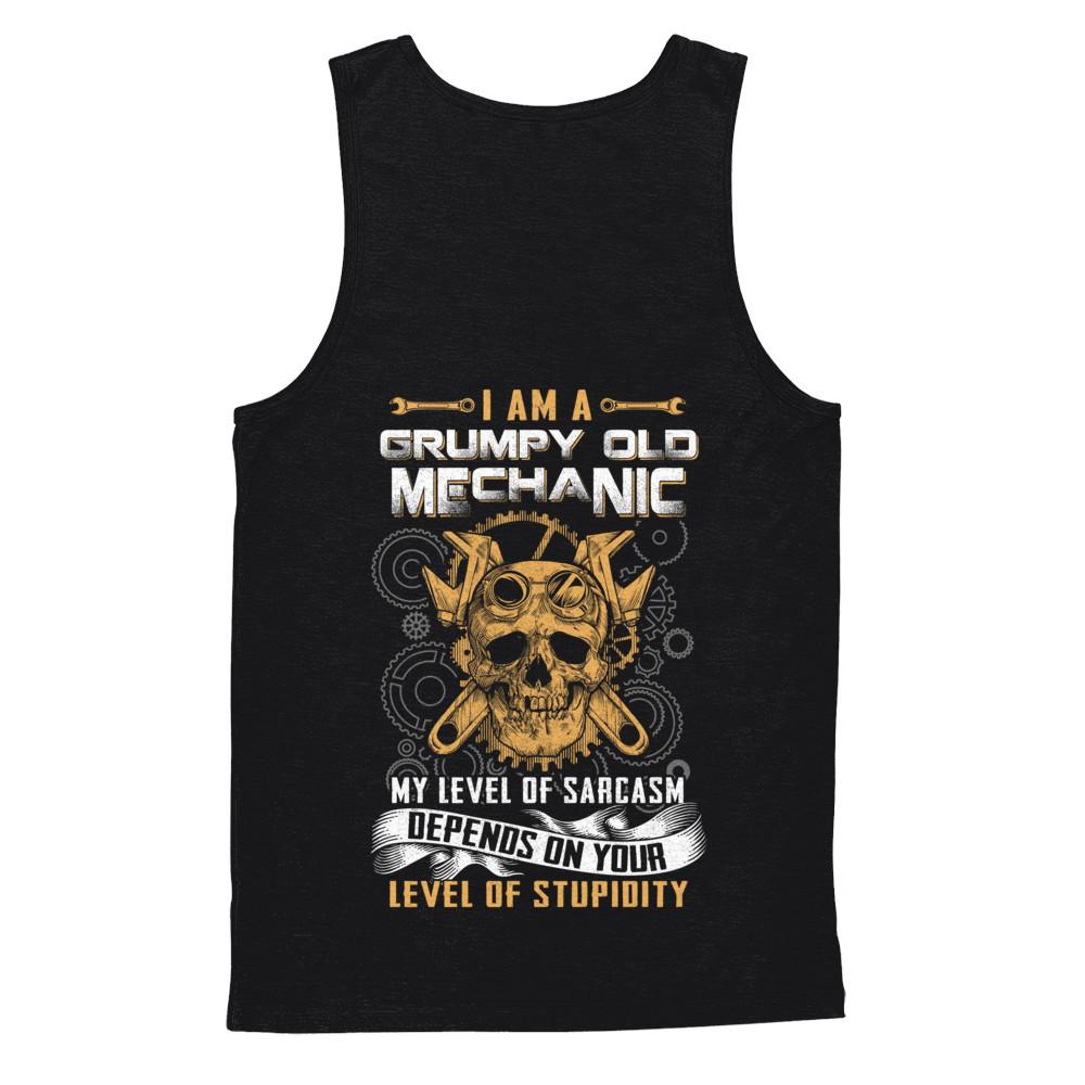 I'm A Grumpy Old Mechanic My Level Of Sarcasm-T-Shirt & Hoodie-Unisex Tank-Black