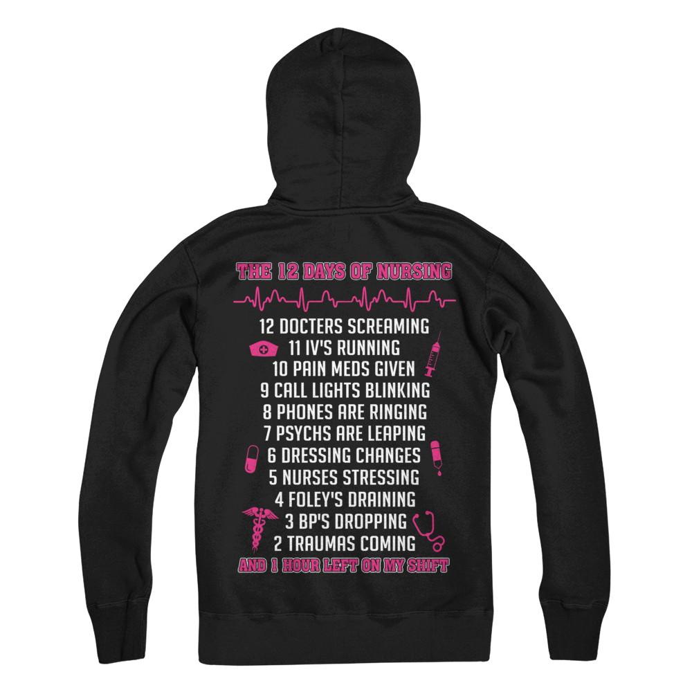 Nurse 12 Days Of Nursing Funny-T-Shirt & Sweatshirt-Pullover Hoodie-Black