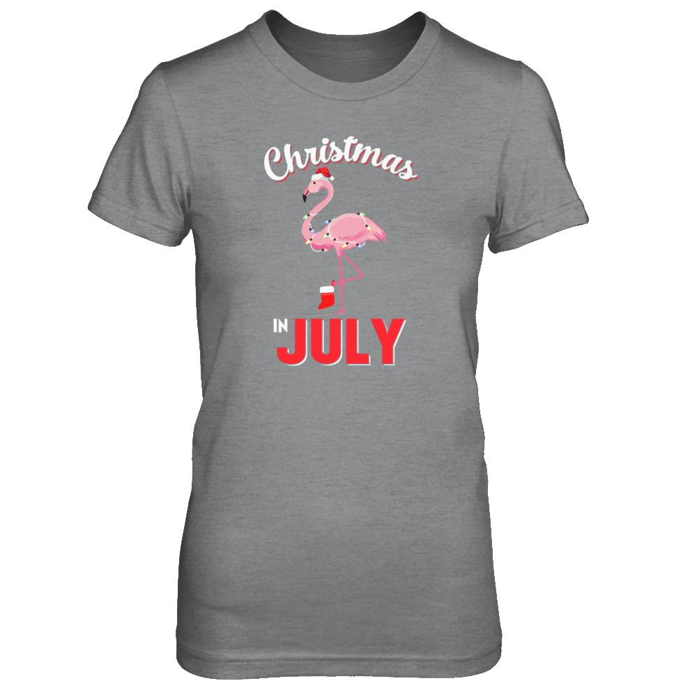 Funny Party X-Mas Flamingo Christmas In July-T-Shirt & Tank Top-Women's T-Shirt-Sport Grey