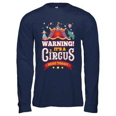 Circus Carnival Warning Birthday Children Party-T-Shirt & Hoodie-Long Sleeve T-Shirt-Navy