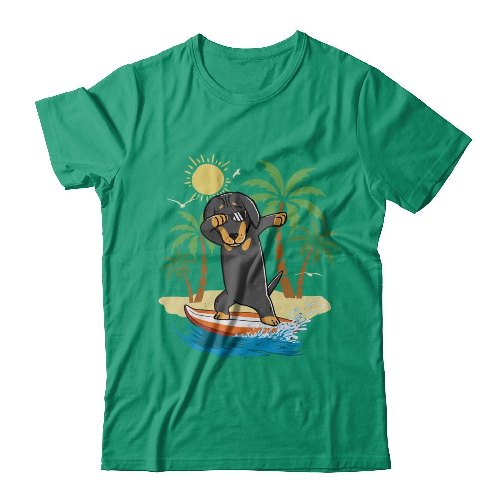 Summer Vacation Dabbing Dachshund Surfing Surfboard Gift-T-Shirt & Hoodie-Classic T-Shirt-Kelly Green