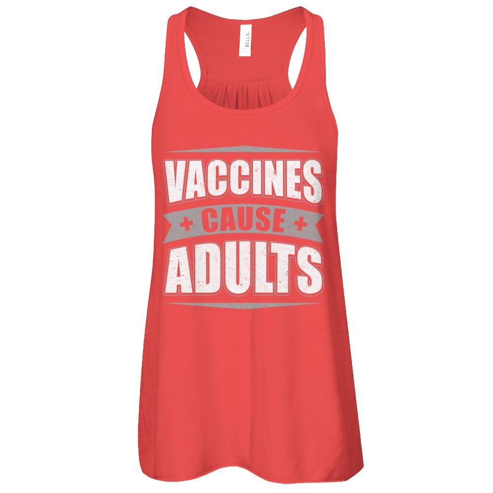 Distressed Vaccines Cause Adults-T-Shirt & Tank Top-Women's Flowy Racerback Tank-Red